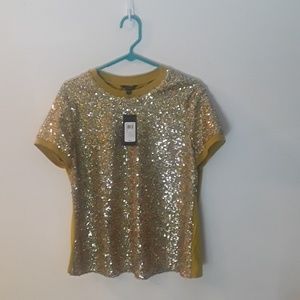 Mustard Sequin Guess Top